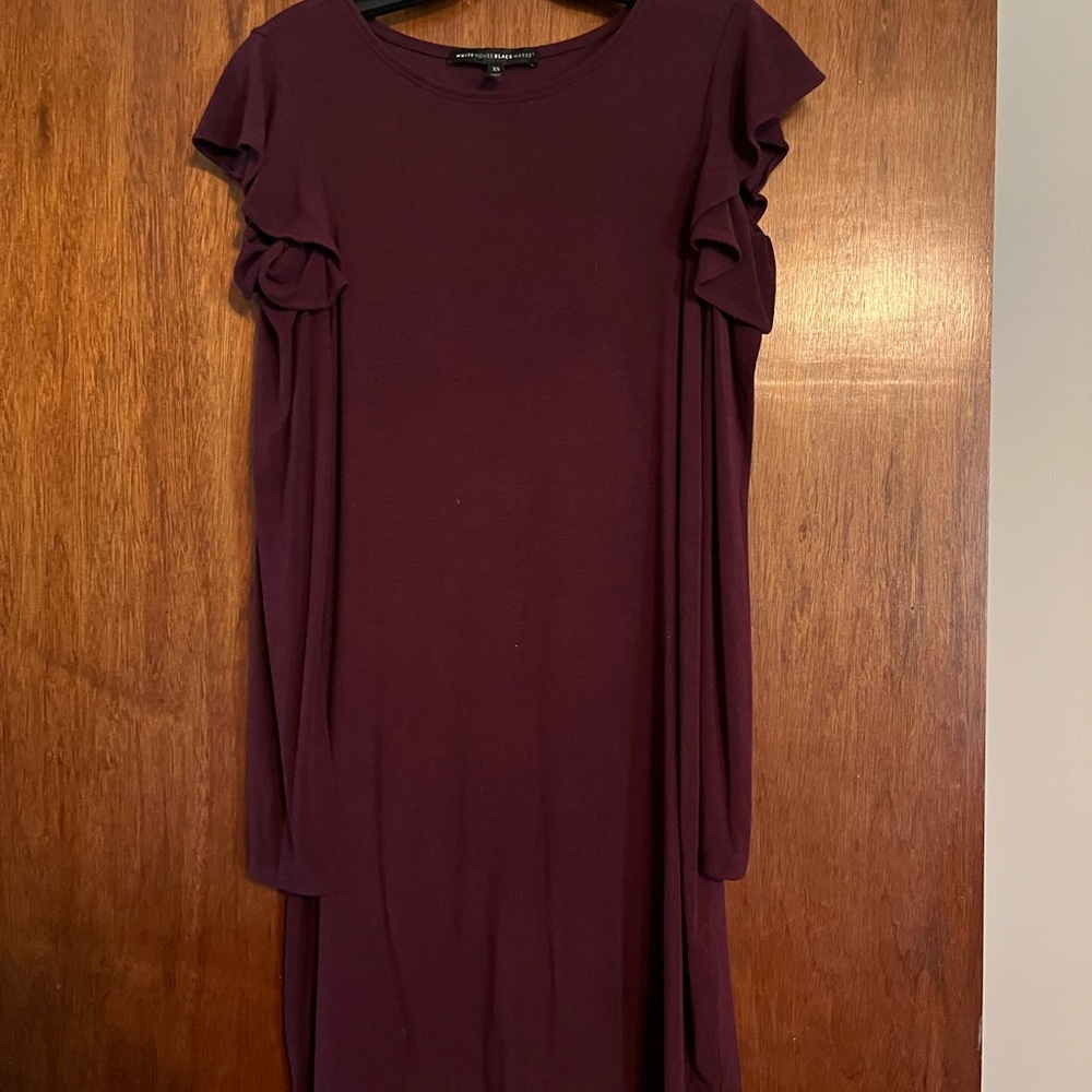 White House Black Market Burgundy Long Sleeve Dress